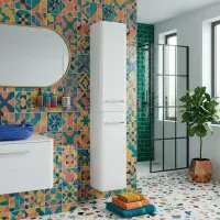 Narvik 300mm Waterproof Tall Unit - Gloss White | Wall Hung Storage