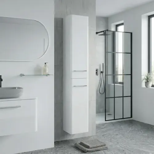 Narvik 300mm 100% Waterproof Tall Boy Bathroom Storage Unit - Gloss White (Wall-Hung)