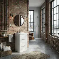 Narvik 500mm Waterproof Vanity Unit - Gloss White | 2 Drawers