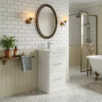 Narvik 500mm Waterproof Vanity Unit - Gloss White | 2 Drawers