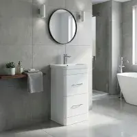 Narvik 500mm Waterproof Vanity Unit - Gloss White | 2 Drawers