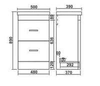 Narvik 500mm Waterproof Vanity Unit - Gloss White | 2 Drawers