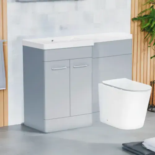 Narvik Waterproof 1100mm Light Grey L Shape Furniture Suite with Basin Top