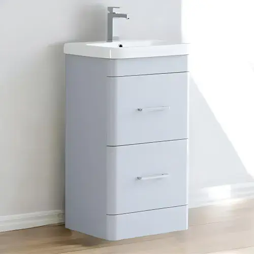 Narvik Waterproof 500mm 2 Drawer Vanity Unit Light Grey