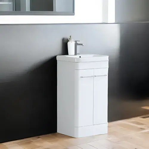 Narvik Waterproof 500mm Curved 2 Door Vanity Unit White