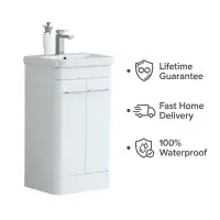 Narvik Gloss White 600mm - Basin Unit - 100% Waterproof Basin Unit
