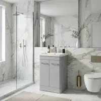 Narvik Light Grey 600mm - Basin Unit - 100% Waterproof Basin Unit