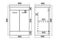 Narvik Light Grey 600mm - Basin Unit - 100% Waterproof Basin Unit