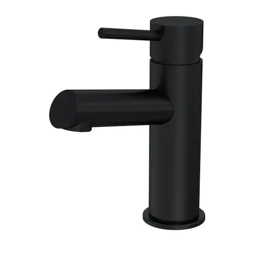Navala Mono Basin Mixer With Push Button Waste - Matt Black