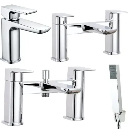 Neo Chrome Bathroom Tap Pack, Basin Mixer, Bath Filler or Shower Mixer & Waste