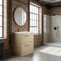 Neo Plus Oak 600 Floor Standing Drawer Unit inc Basin