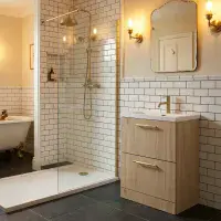 Neo Plus Oak 600 Floor Standing Drawer Unit inc Basin