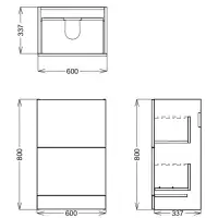 Neo Plus Oak 600 Floor Standing Drawer Unit inc Basin