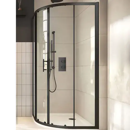 Niro Matt Black 6mm Quadrant Shower Enclosure 800mm with Optional Tray
