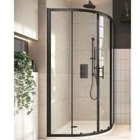 Matt Black Quadrant Shower Enclosure - 2 Doors - 6mm Glass - 900mm - Optional shower Tray