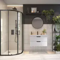 Matt Black Quadrant Shower Enclosure - 2 Doors - 6mm Glass - 900mm - Optional shower Tray