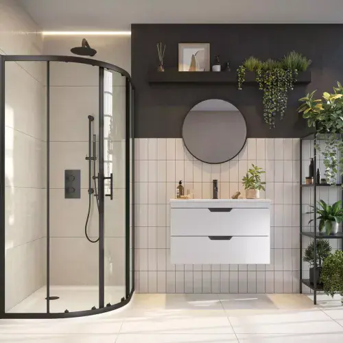 IN6 Single Door Quadrant Enclosure 900 X 900mm In Matt Black