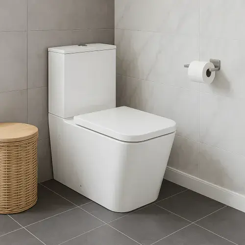 Nuie Ava Square Fully Back To Wall Close Coupled Modern Toilet & Soft Close Toilet Seat