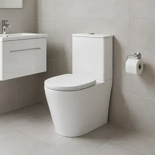 Nuie Freya Rimless Fully Back to Wall Close Coupled Modern Toilet & Soft Close Toilet Seat