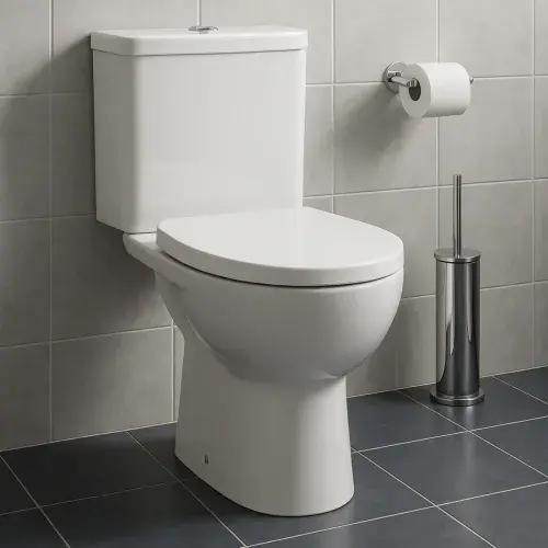 Nuie Space Rimless Close Coupled Modern Toilet + Soft Close Toilet Seat