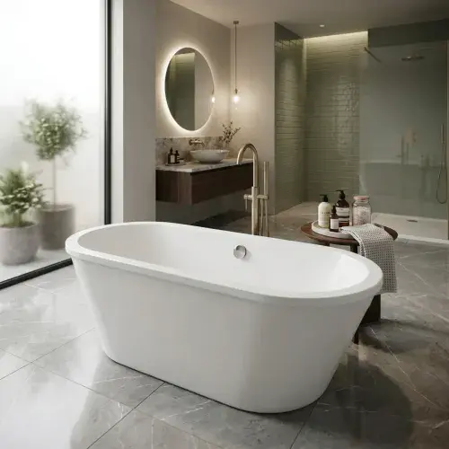 Omnia Freestanding Bath, White, 1700 x 755mm