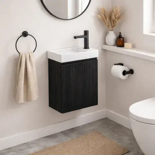 Opulenza Cloakroom Unit inc Basin - Matte Black