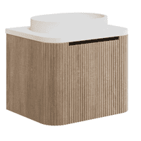 Opulenza Curve Fluted 600 Wall Hung Basin Unit & Basin - Oak