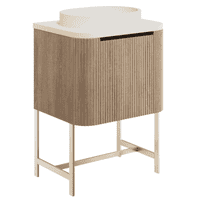 Opulenza Curve Fluted 600 Wall Hung Basin Unit & Basin - Oak