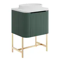 Opulenza Curve Fluted 600 Wall Hung Basin Unit - Green