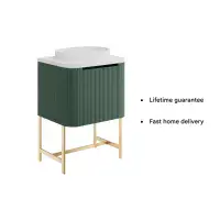 Opulenza Curve Fluted 600 Wall Hung Basin Unit - Green