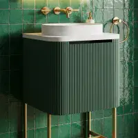 Opulenza Curve Fluted 600 Wall Hung Basin Unit - Green