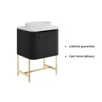 Opulenza Curve Fluted 600 Wall Hung Basin Unit - Matte Black