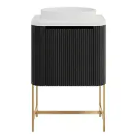 Opulenza Curve Fluted 600 Wall Hung Basin Unit - Matte Black