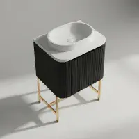 Opulenza Curve Fluted 600 Wall Hung Basin Unit - Matte Black