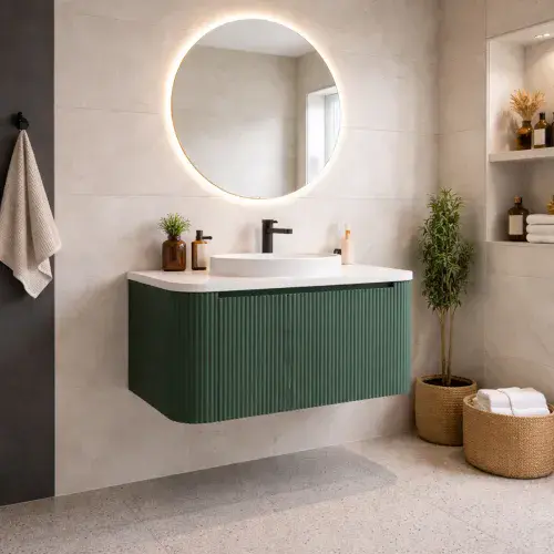 Opulenza Curve Fluted 900mm Unit - Reed Green