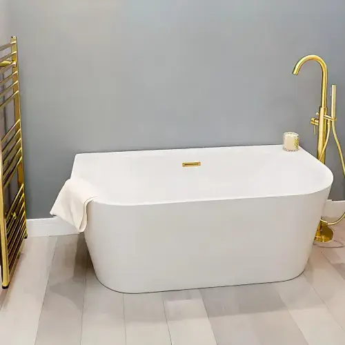 Orien Back to Wall Freestanding Bath 1700 x 750mm with Optional Colour Waste