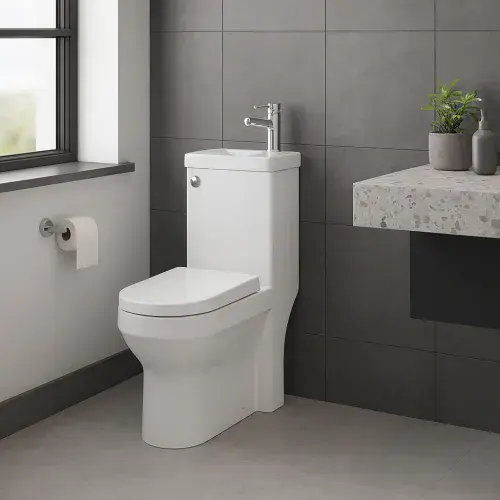 Original Combined Toilet & Basin, White, Incudes Chrome Tap and Waste