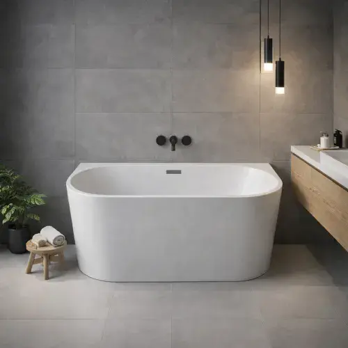 Orion Back to Wall Freestanding Bath 1500 x 750mm with Optional Colour Waste