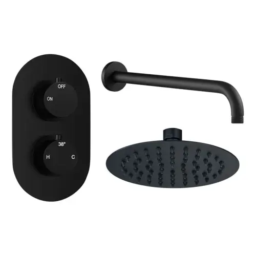 Orla Round Concealed Shower Valve & Kit Pack 1 - Matt Black