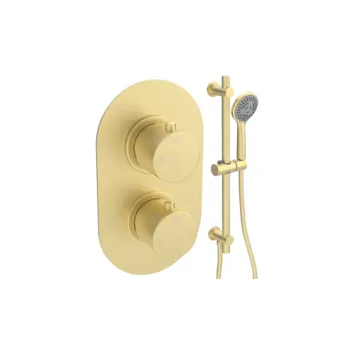 Orla Round Concealed Shower Valve & Kit Pack 2 - Brushed Brass