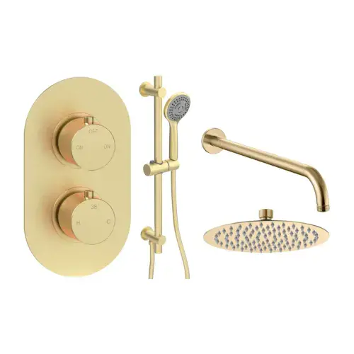 Orla Round Concealed Shower Valve & Kit Pack 3 - Brushed Brass
