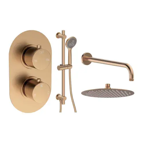 Orla Round Concealed Shower Valve & Kit Pack 3 - Brushed Bronze
