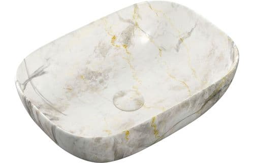 Otto 460x330mm Resin Countertop Washbowl - White Marble Effect