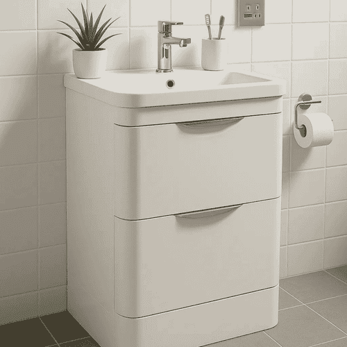 Parade 2 Drawer Floorstanding Vanity Unit With Polymarble Basin 600mm Wide - Various Finishes