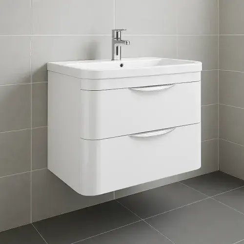 Parade 2 Drawer Wall Hung Vanity Unit With Polymarble Basin 800mm Wide - Various Finishes