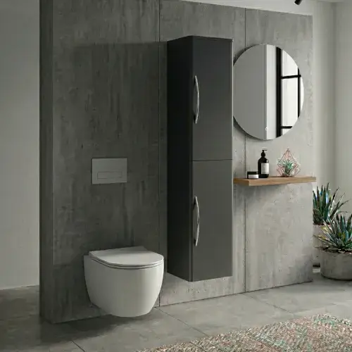 Parade 350mm Wall-Hung Tall Storage Unit - Soft Black (2-Door Soft-Close)