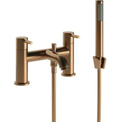 Pesco Bath Shower Mixer Tap, Brushed Bronze, Modern Lever Style