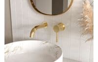 Pesco Monobloc Wall Mounted Basin Tap, Brushed Brass