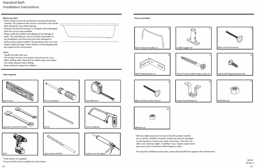 8mm Reinforced 1600mm Bath with Grips | Anti-Slip & Made in UK