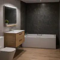 Premium Steel Anti Slip Bath 1500 x 700mm 2 Tap Hole with Optional Colour Bath Grips